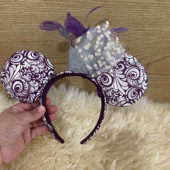 Disney Parks Minnie Ear Hat Crown & Feathers Jubilee Purple - Picture 2 of 4